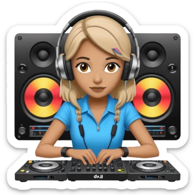 woman dj with setup sticker