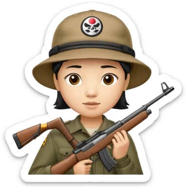 tung tung tung sahur met zijn kap aan en een geweer in zijn hand sticker