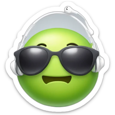 happy blob with sunglasses and white earphones sticker