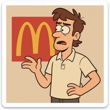 McDonald's logo, stylized golden arches, minimal, flat design sticker