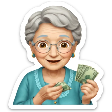 the granny should be counting money sticker