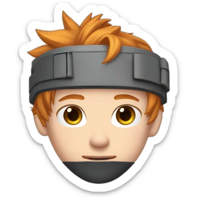 Cloud strife ginger hair. freckles on cheeks. Face mask black sticker