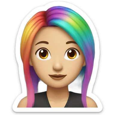 A beautiful Chinese woman with rainbow hair sticker