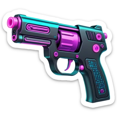 neon cyberpunk style gun sticker