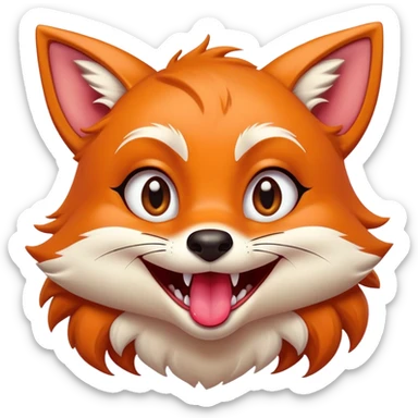 Mischievous feminine girl fox grinning with big eyes and tongue sticking out sticker