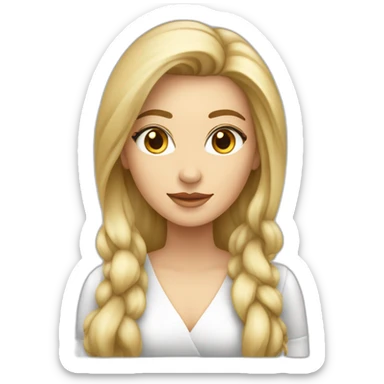 Mujer elegante, blanca, pelo largo rubio oscuro, ojos pardos,  con premio en la mano sticker