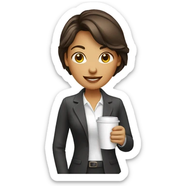 Business marketing girl holding coffee sticker