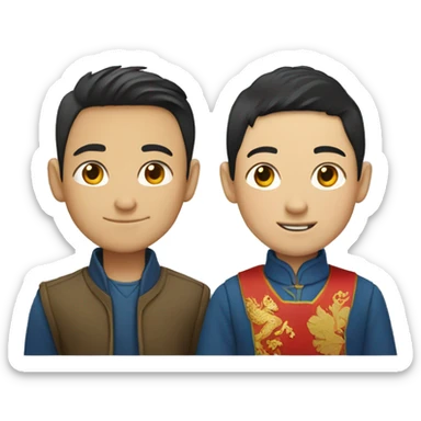 chinese boy and colombian boy couple  sticker