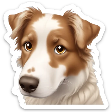 blonde haired brown eyed girl with a red merle australian shepherd mini with blue eyes  sticker