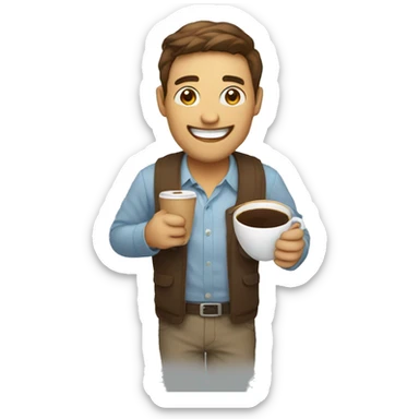 happy developer with a big cup of coffee sticker