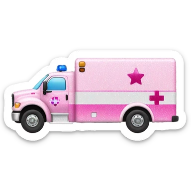 Pink glitter ambulance truck sticker