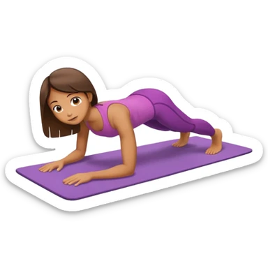 girl is doing plank on the mat sticker