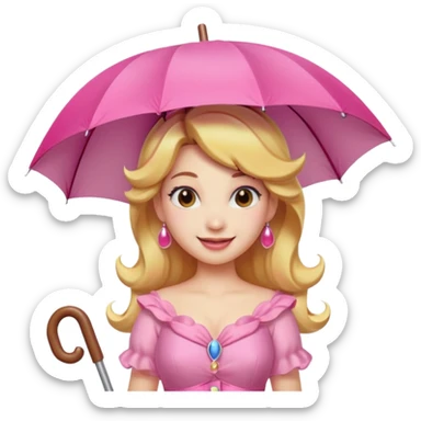 princess peach with a pink umbrella  sticker