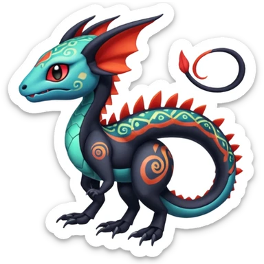 Colorful Exotic Meloetta-Salandit-Darkra-Stitch-Fakémon-creature-hybrid sticker