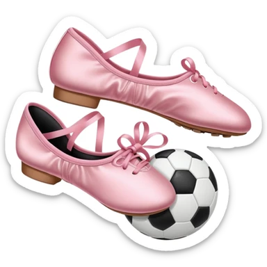 Ballet shoes next to a soccer ball sticker