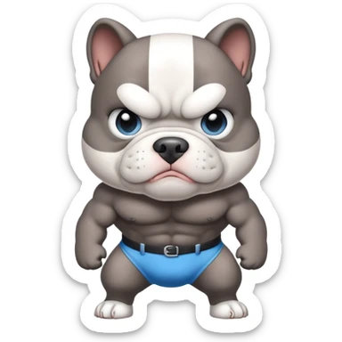 Black and white pocket bully with light blue eyes sticker