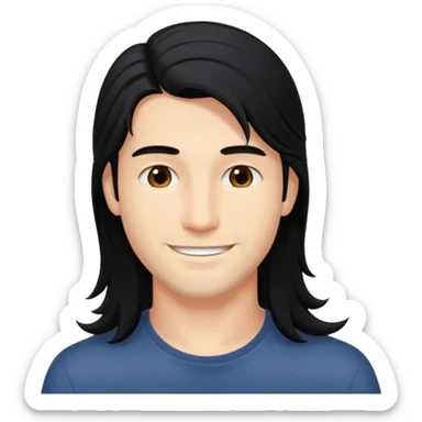 Young man with long flowing hair Dark black in color sticker