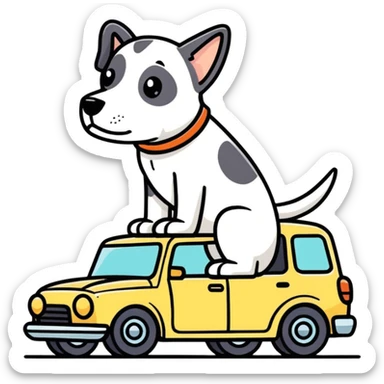 Dog sitting on car sticker