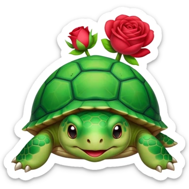 tortue cartoon verte avec joues rouge-rose, style kawaii, fond transparent. sticker
