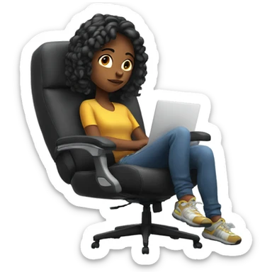 girl thinking on a Gaming chair sticker