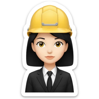 black suit black tie with yellow helmet ''black hair''  woman sticker