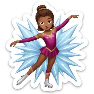 Una patinadora de 12 años y es morena de pelo y lleva un mallott granate con brillos y esta patinando sticker