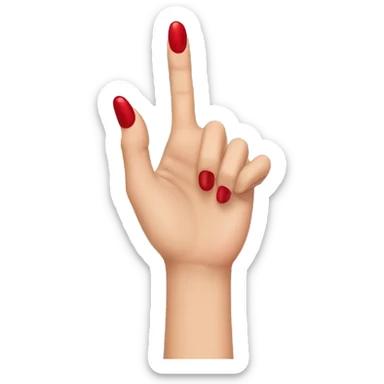 woman hand pointing right, red nail varnish sticker