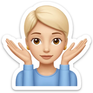 Minimal wellness-style emoji showing skin tightening, a hand gently lifting and supporting facial skin upward, subtle lifting gesture, smooth contours, natural and calm look, non-medical, non-cosmetic, no makeup, no injections, no surgery, clean, modern, trustworthy wellness aesthetic sticker