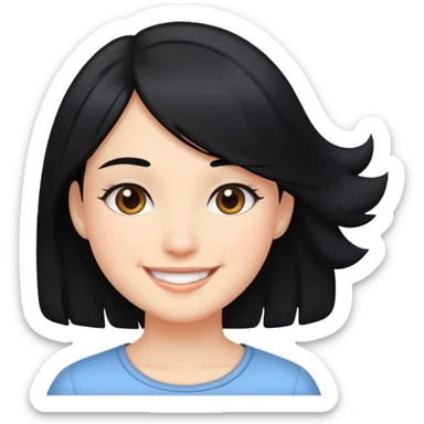 smiling girl with black hair sticker