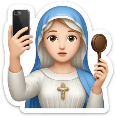 emoji della madonna vestita di BIANCO  con SCATTA UN SELFIE
 sticker