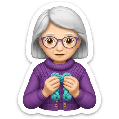 knitting grandma sticker