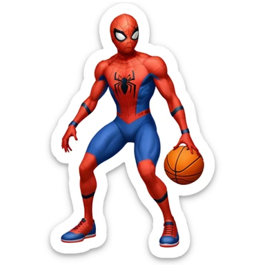 Spider-Man with a football and a basketball sticker