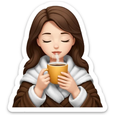 girl inside a blanket sipping coffee eyes closed sticker