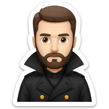 bearded man in black in black trenchcoat  sticker