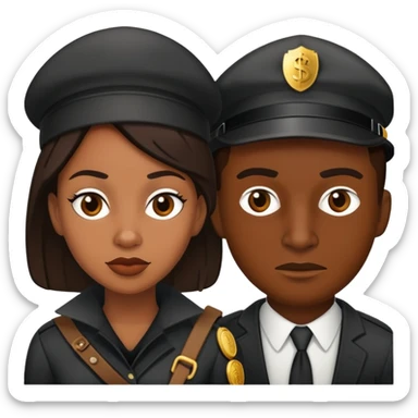 Black girl and white man bank robbers sticker