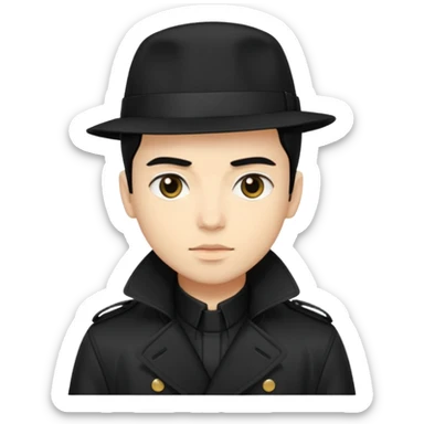 Neo from The Matrix with light skin, black hair, black outfit sticker