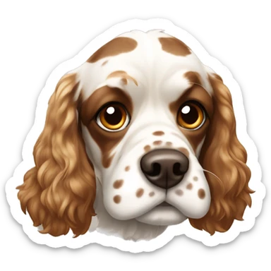 Cocker spaniel with brown and white spots and a Mohawk  sticker