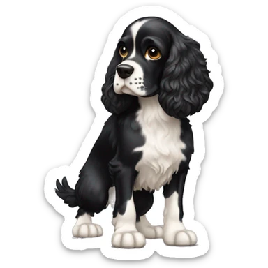 Black cocker spaniel standing full pose  sticker