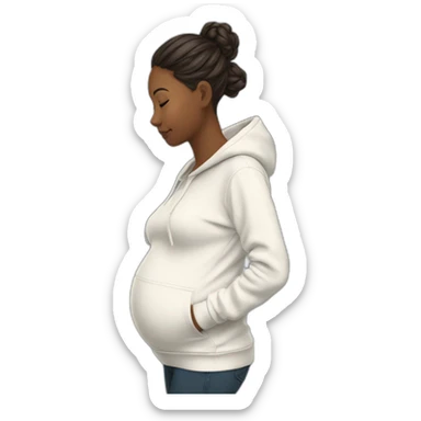 hoodie sweatshirt pregnant woman side view sticker