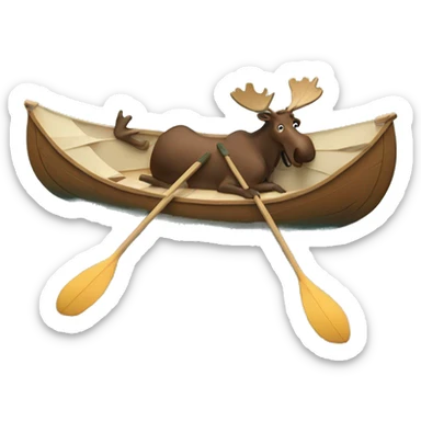 moose floating in a canoe sticker