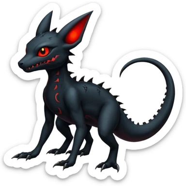 Evil Gothic Salandit-Umbreon-Fakémon-hybrid-creature (full body)  sticker