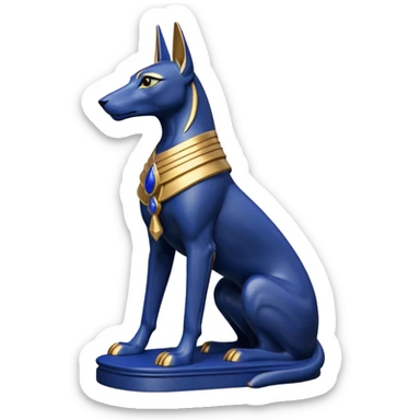 Regal Black, gold, and details of lapis anubis statue posed  sticker