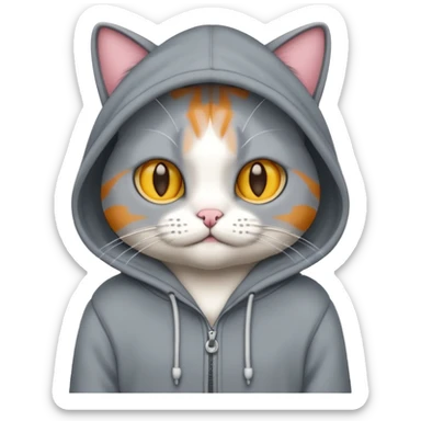 Cat wearing a hoodie sticker