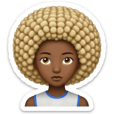 Un regard clair qui tranche avec une peau foncée intense, un afro naturel marqué de mèches blondes, et une expression calme mais affirmée. sticker