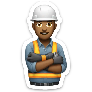 male construction worker holding welders sticker