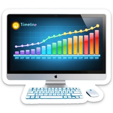 computer screen with a timeline bar sticker