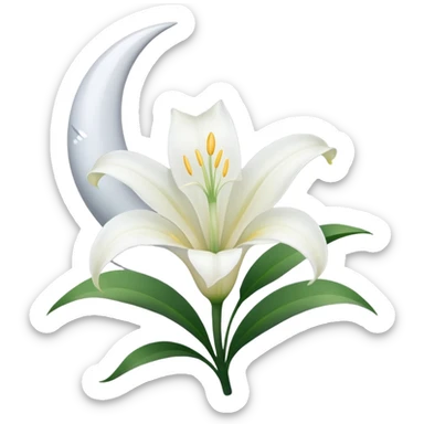 Crescent moon and lilly sticker