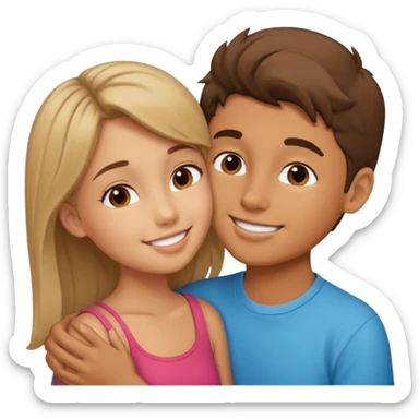 A Cute boy kissing a cute girl sticker