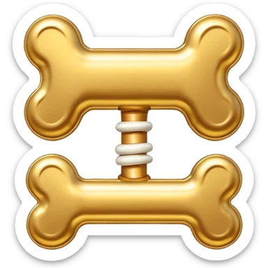 please generate an emoji of a  golden plated dog treat in the shape of a bone sticker