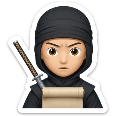 Ninja with open scroll sticker